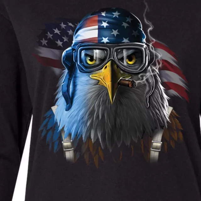 Freedom Fighter Bald American Eagle Womens Cotton Relaxed Long Sleeve T-Shirt