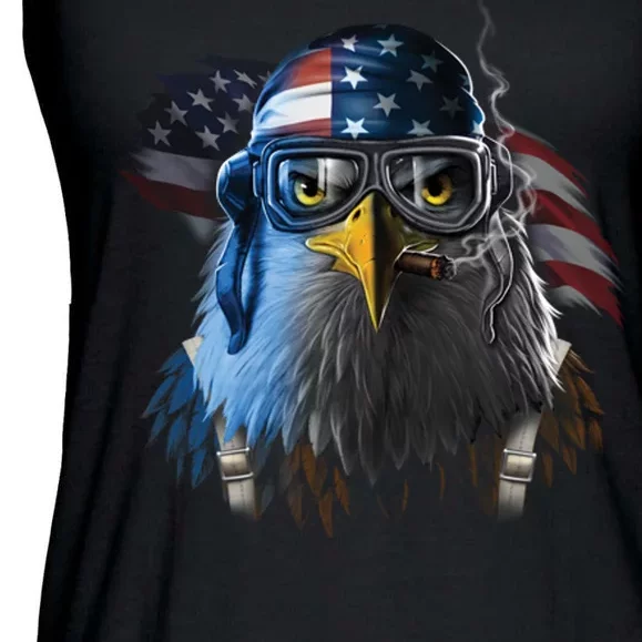 Freedom Fighter Bald American Eagle Ladies Essential Flowy Tank