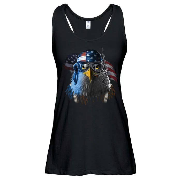 Freedom Fighter Bald American Eagle Ladies Essential Flowy Tank