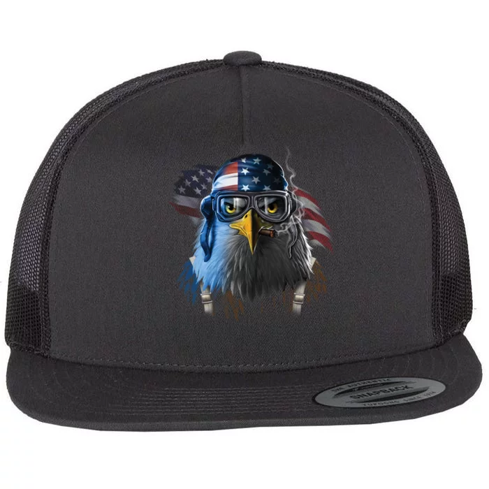 Freedom Fighter Bald American Eagle Flat Bill Trucker Hat