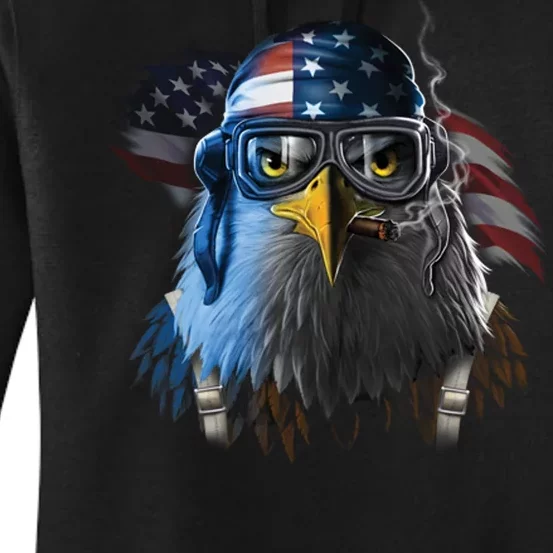 Freedom Fighter Bald American Eagle Women's Pullover Hoodie