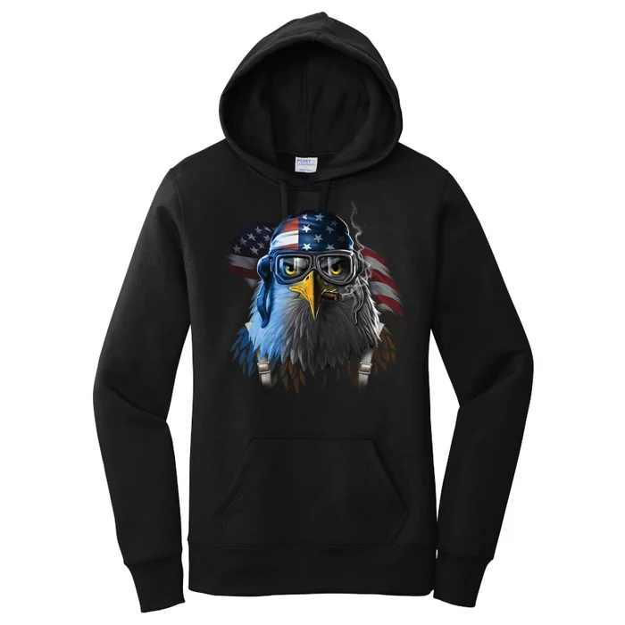 Freedom Fighter Bald American Eagle Women's Pullover Hoodie