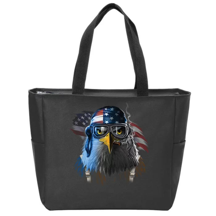 Freedom Fighter Bald American Eagle Zip Tote Bag