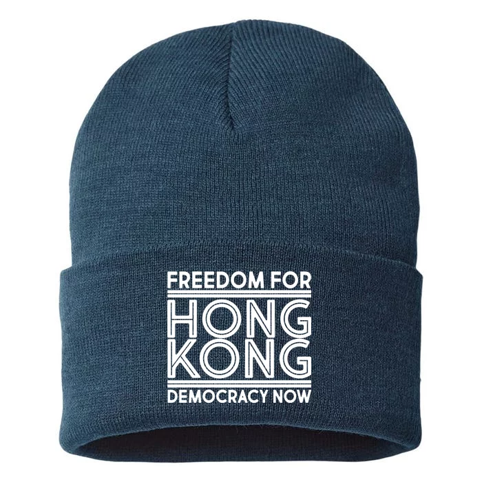 Freedom For Hong Kong Democracy Now Sustainable Knit Beanie