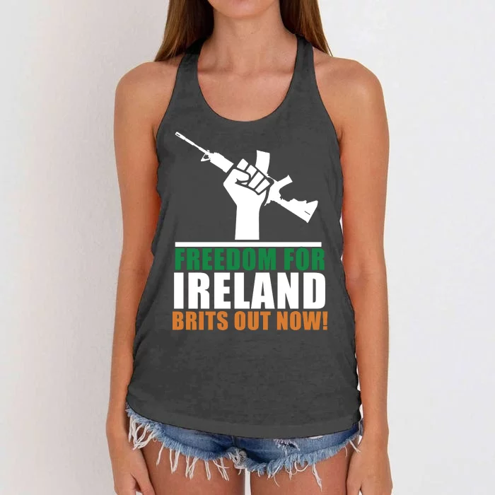 Freedom For Ireland Brits Out Now Women's Knotted Racerback Tank