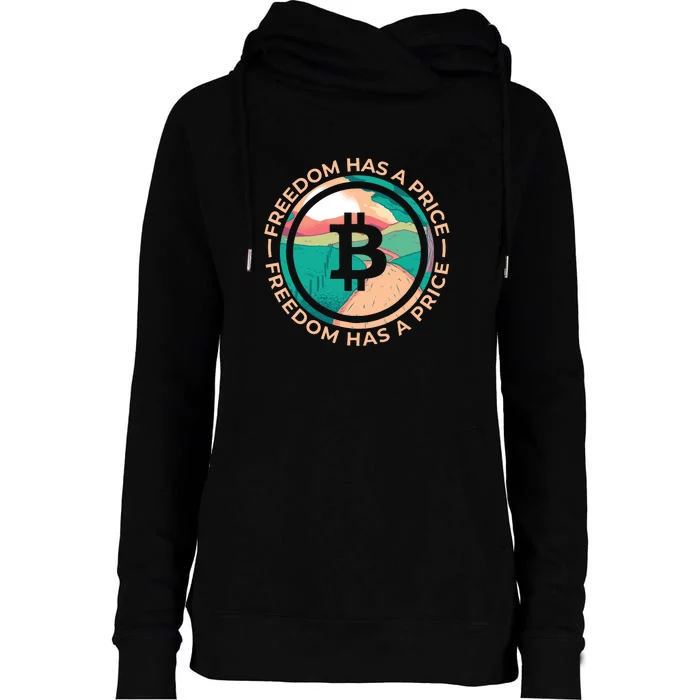 Freedom Has  Price Bitcoin Womens Funnel Neck Pullover Hood