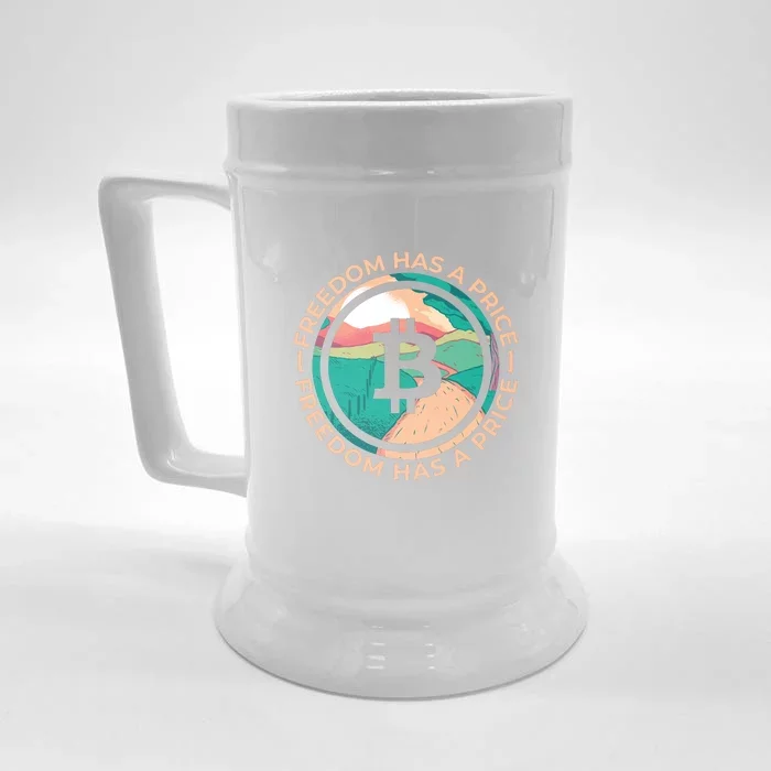 Freedom Has  Price Bitcoin Front & Back Beer Stein