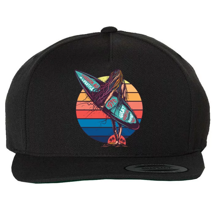 Freedom Is A Lifestyle Surfer Wool Snapback Cap