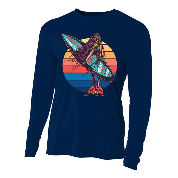 Freedom Is A Lifestyle Surfer Cooling Performance Long Sleeve Crew