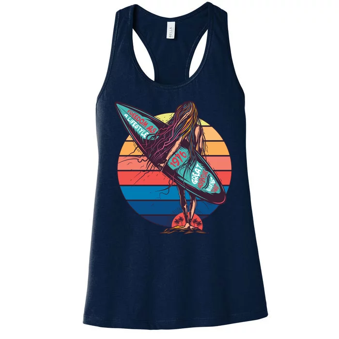 Freedom Is A Lifestyle Surfer Women's Racerback Tank