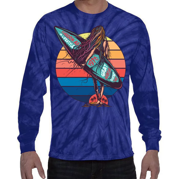 Freedom Is A Lifestyle Surfer Tie-Dye Long Sleeve Shirt