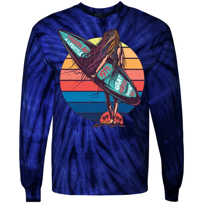 Freedom Is A Lifestyle Surfer Tie-Dye Long Sleeve Shirt