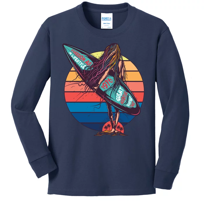 Freedom Is A Lifestyle Surfer Kids Long Sleeve Shirt