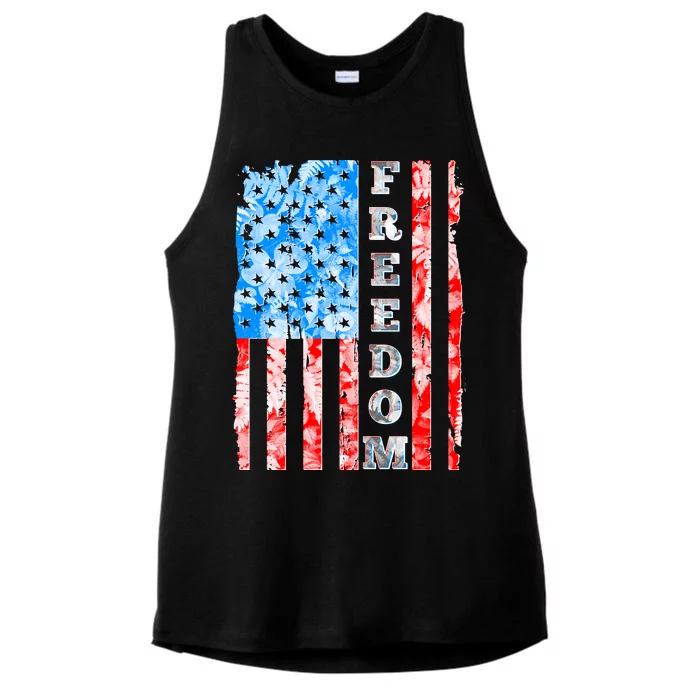 Freedom Nature USA Flag Ladies Tri-Blend Wicking Tank