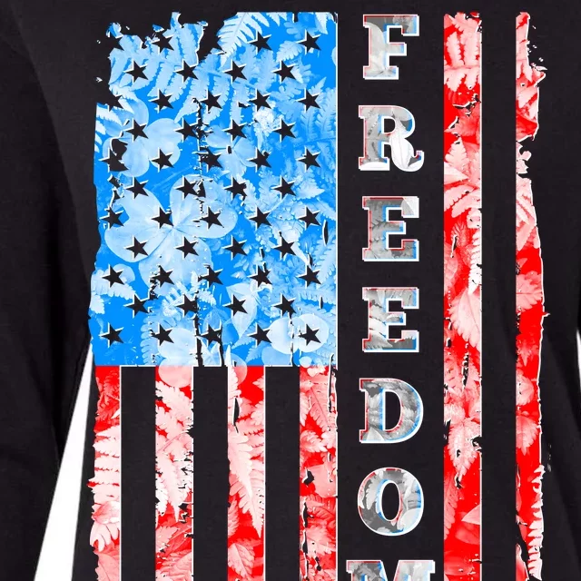 Freedom Nature USA Flag Womens Cotton Relaxed Long Sleeve T-Shirt