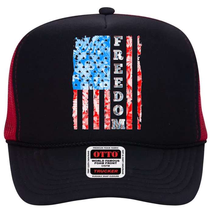 Freedom Nature USA Flag High Crown Mesh Trucker Hat