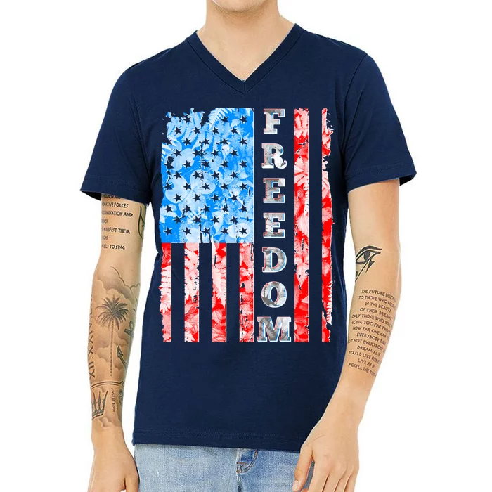 Freedom Nature USA Flag V-Neck T-Shirt