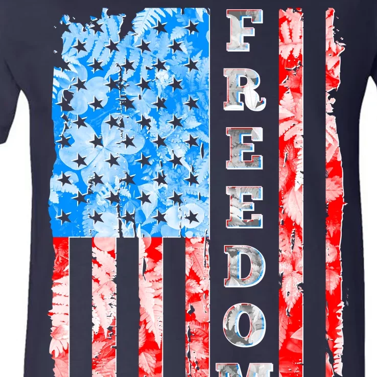 Freedom Nature USA Flag V-Neck T-Shirt