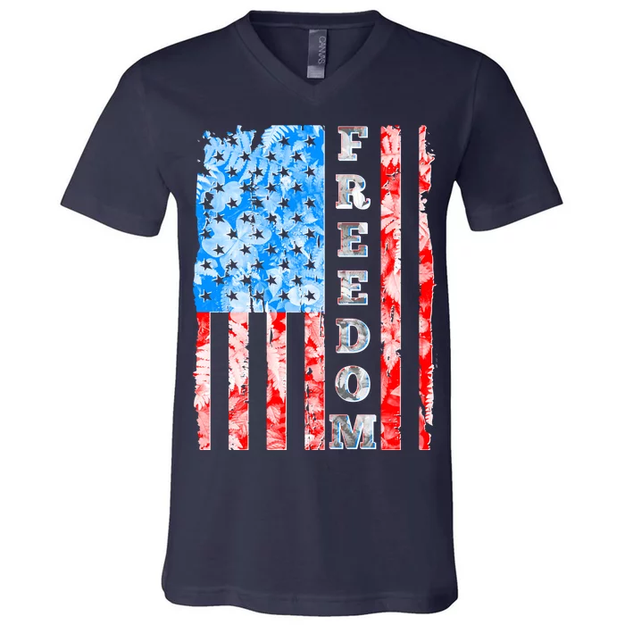 Freedom Nature USA Flag V-Neck T-Shirt