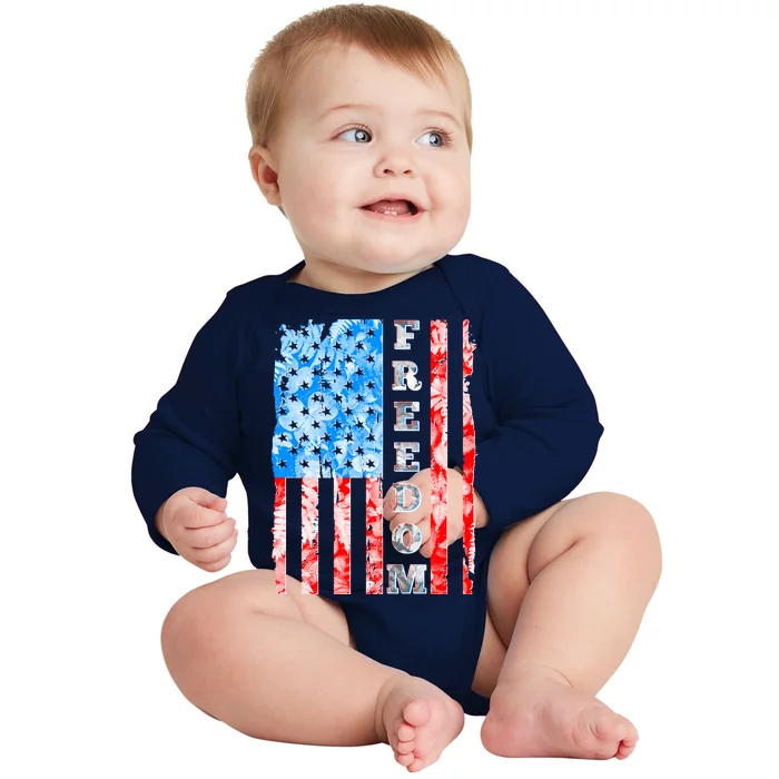 Freedom Nature USA Flag Baby Long Sleeve Bodysuit