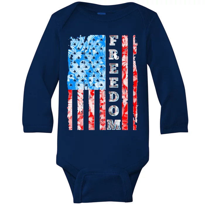 Freedom Nature USA Flag Baby Long Sleeve Bodysuit