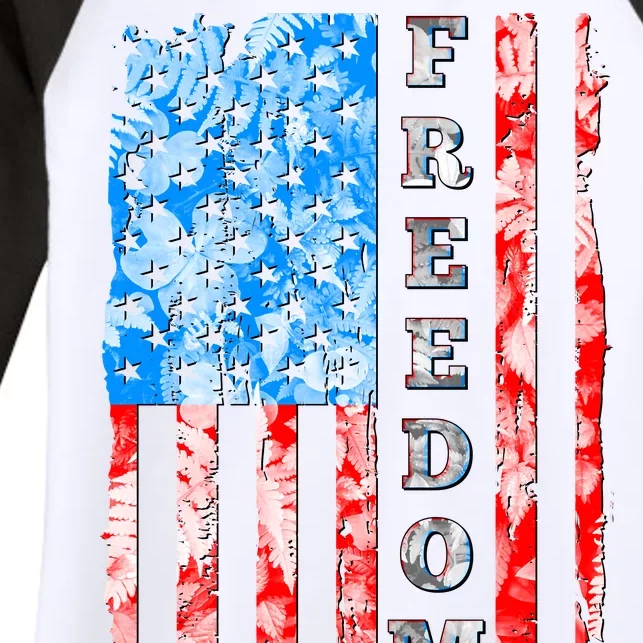 Freedom Nature USA Flag Women's Tri-Blend 3/4-Sleeve Raglan Shirt