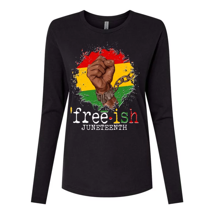 Freeish Juneteenth June 19 Fist Breaking Chains Womens Cotton Relaxed Long Sleeve T-Shirt