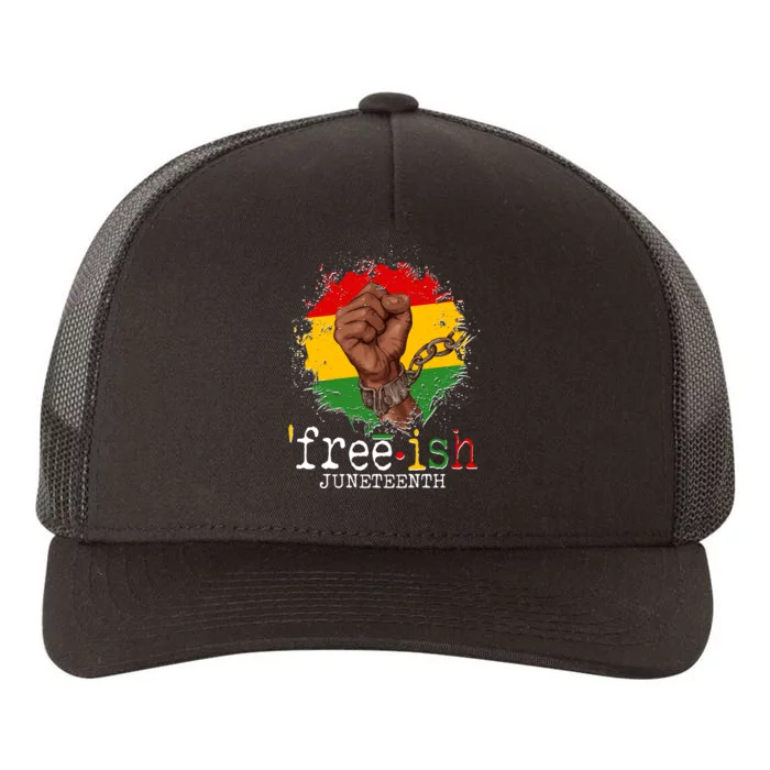 Freeish Juneteenth June 19 Fist Breaking Chains Yupoong Adult 5-Panel Trucker Hat