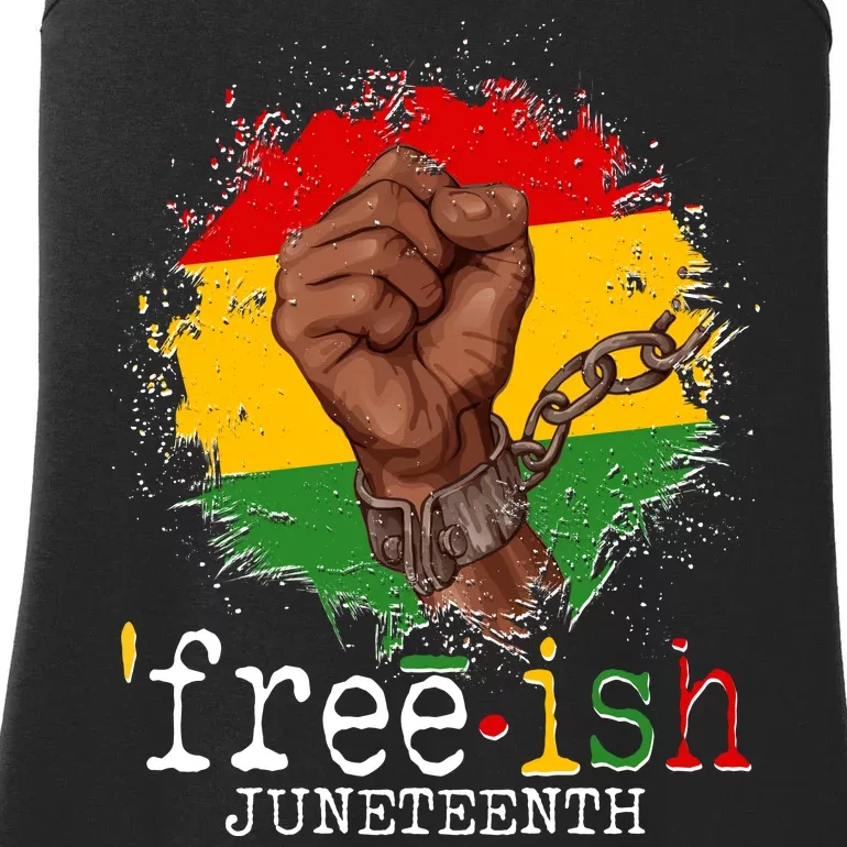 Freeish Juneteenth June 19 Fist Breaking Chains Ladies Essential Tank