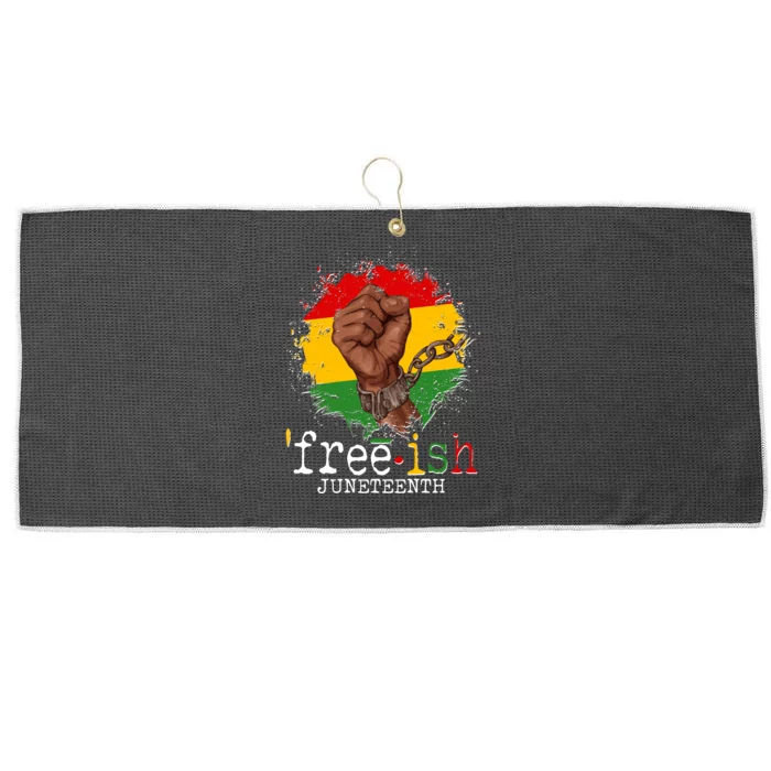 Freeish Juneteenth June 19 Fist Breaking Chains Large Microfiber Waffle Golf Towel