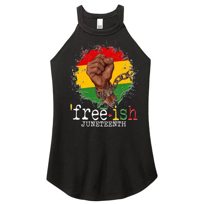 Freeish Juneteenth June 19 Fist Breaking Chains Women’s Perfect Tri Rocker Tank