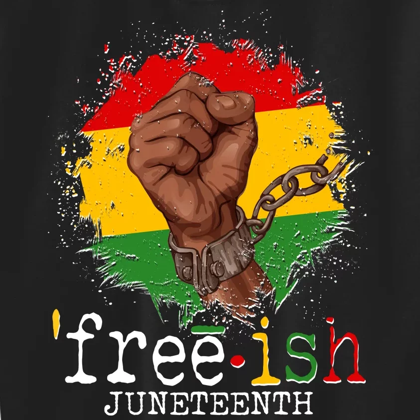 Freeish Juneteenth June 19 Fist Breaking Chains Kids Sweatshirt