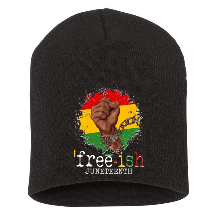 Freeish Juneteenth June 19 Fist Breaking Chains Short Acrylic Beanie