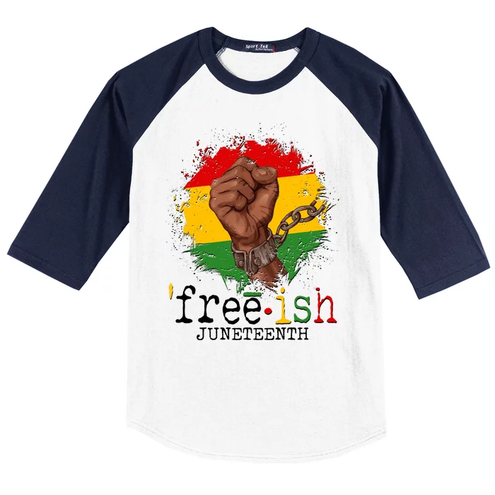 Freeish Juneteenth June 19 Fist Breaking Chains Baseball Sleeve Shirt