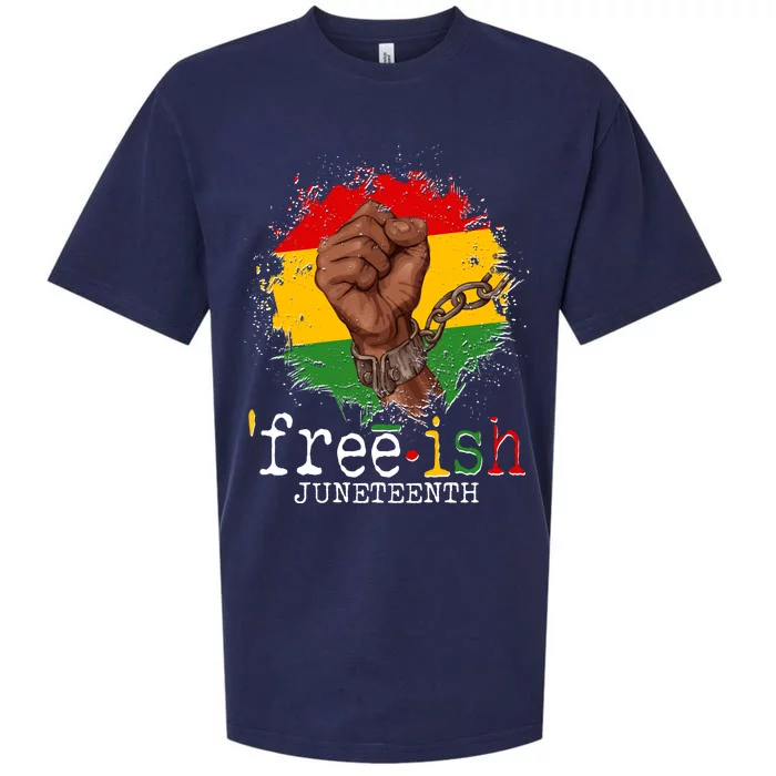 Freeish Juneteenth June 19 Fist Breaking Chains Sueded Cloud Jersey T-Shirt