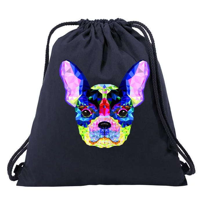 French Bulldog Geometric Drawstring Bag