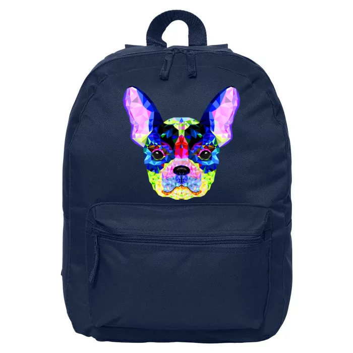 French Bulldog Geometric 16 in Basic Backpack