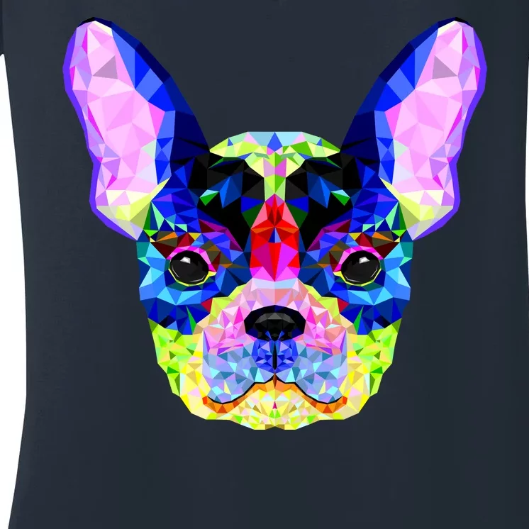 French Bulldog Geometric Women's V-Neck T-Shirt