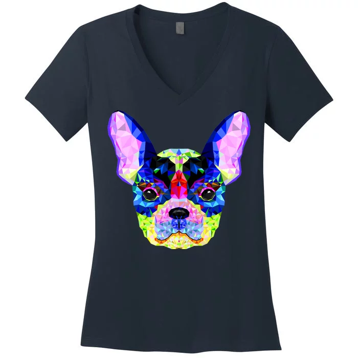 French Bulldog Geometric Women's V-Neck T-Shirt