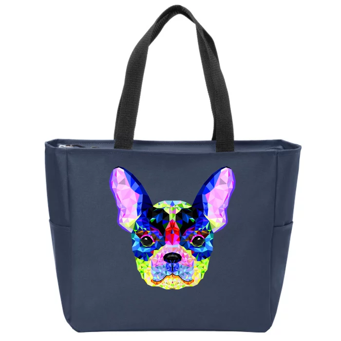 French Bulldog Geometric Zip Tote Bag