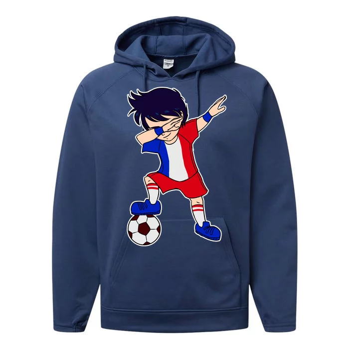 French Dabbing Soccer Boy France Performance Fleece Hoodie