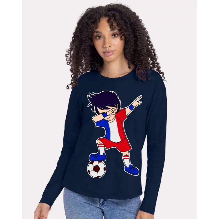 French Dabbing Soccer Boy France Womens Cotton Relaxed Long Sleeve T-Shirt