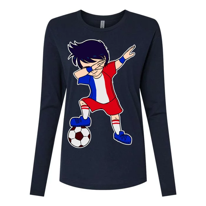 French Dabbing Soccer Boy France Womens Cotton Relaxed Long Sleeve T-Shirt