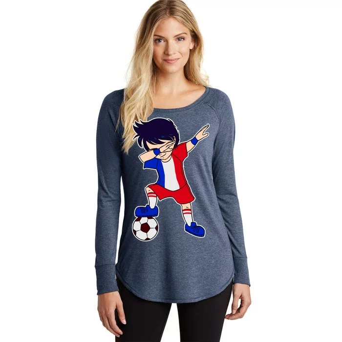 French Dabbing Soccer Boy France Women's Perfect Tri Tunic Long Sleeve Shirt