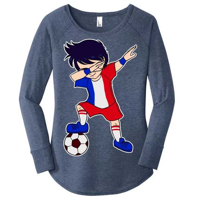 French Dabbing Soccer Boy France Women's Perfect Tri Tunic Long Sleeve Shirt