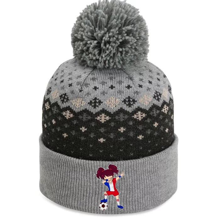 French Dabbing Soccer Girl France The Baniff Cuffed Pom Beanie