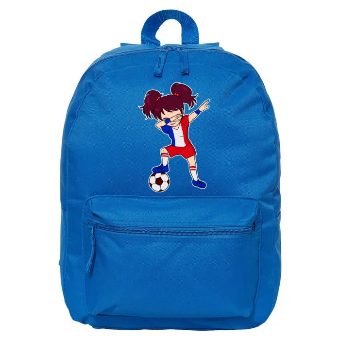 French Dabbing Soccer Girl France 16 in Basic Backpack