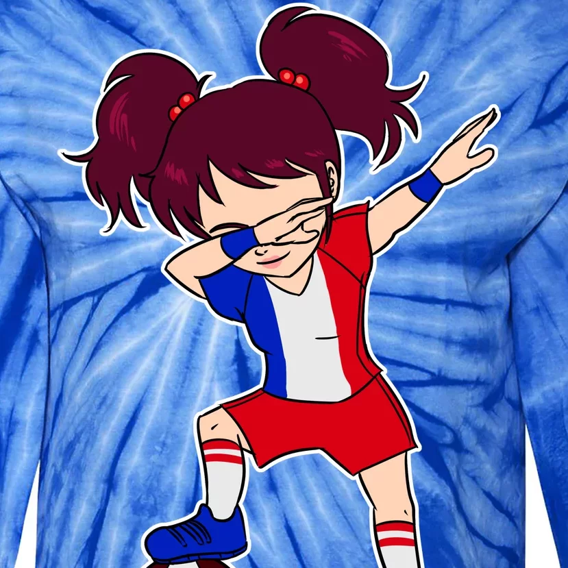 French Dabbing Soccer Girl France Tie-Dye Long Sleeve Shirt