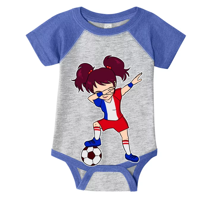 French Dabbing Soccer Girl France Infant Baby Jersey Bodysuit