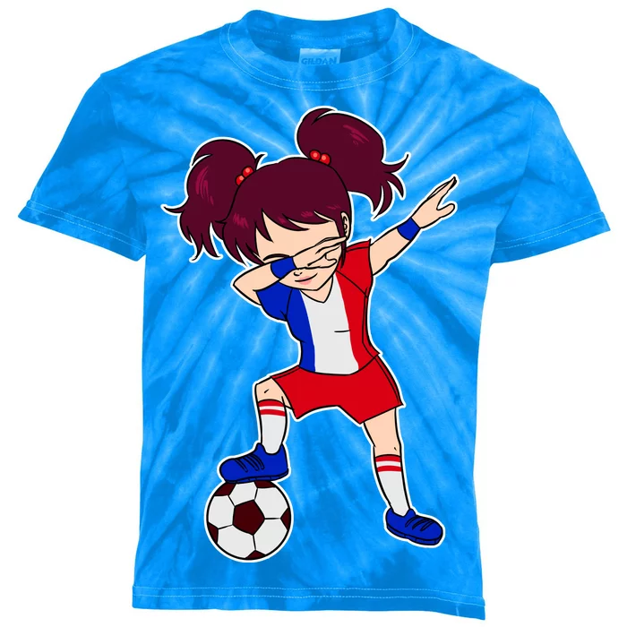 French Dabbing Soccer Girl France Kids Tie-Dye T-Shirt